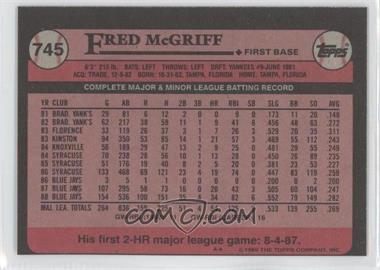 1989 Topps - [Base] - Blank Front #745 - Fred McGriff