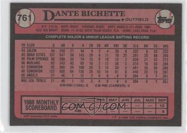 1989 Topps - [Base] - Blank Front #761 - Dante Bichette