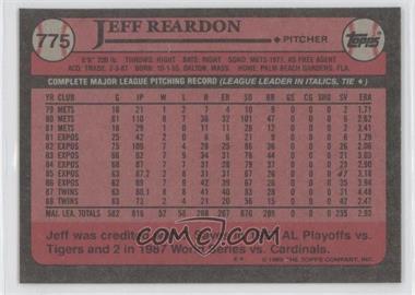 1989 Topps - [Base] - Blank Front #775 - Jeff Reardon