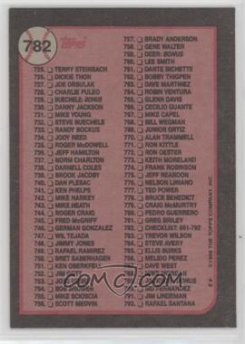 1989 Topps - [Base] - Blank Front #782 - Checklist - Cards 661-792