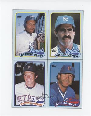 1989 Topps - Wax Box Bottom Panel #A-D - George Brett, Bill Buckner, Darrell Evans, Rich Gossage