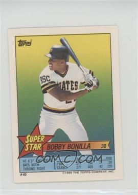 1989 Topps Super Star Sticker Back Cards - [Base] - Peeled #40 - Bobby Bonilla