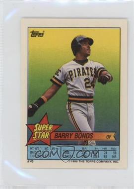 1989 Topps Super Star Sticker Back Cards - [Base] - Peeled #46 - Barry Bonds