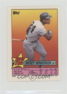 1989 Topps Super Star Sticker Back Cards - [Base] #18.13 - Rickey Henderson (Dave Smith 13, Mickey Tettleton 231)