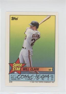 1989 Topps Super Star Sticker Back Cards - [Base] #34.85 - Will Clark (Brett Butler 85, Tom Henke 195)