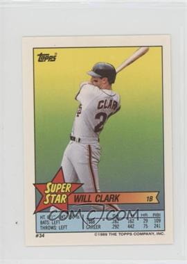 1989 Topps Super Star Sticker Back Cards - [Base] #34.86 - Will Clark (Don Robinson 86, Dwight Evans 252)
