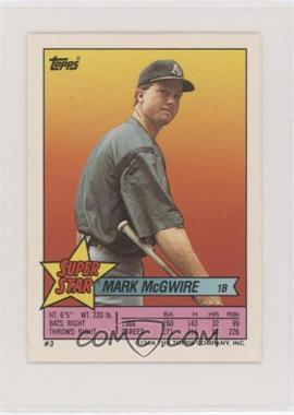 1989 Topps Super Star Sticker Back Cards - [Base] #3.72 - Mark McGwire (Hubie Brooks 72, Fred McGriff 185)