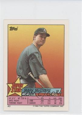 1989 Topps Super Star Sticker Back Cards - [Base] #3.72 - Mark McGwire (Hubie Brooks 72, Fred McGriff 185)