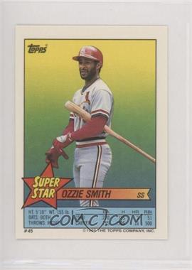 1989 Topps Super Star Sticker Back Cards - [Base] #45.12 - Ozzie Smith (Orel Hershiser 12, Damon Berryhill 318)