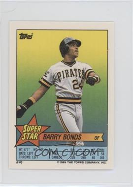 1989 Topps Super Star Sticker Back Cards - [Base] #46.110 - Barry Bonds (Mark Davis 110) [EX to NM]