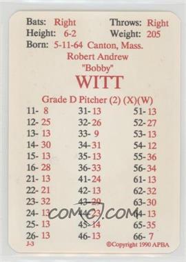 1990 APBA Baseball 1989 Season - [Base] #_BOWI - Bobby Witt