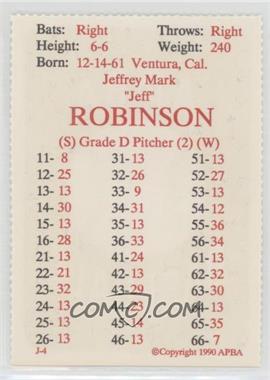 1990 APBA Baseball 1989 Season - Perforated #_JERO - Jeff Robinson