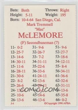 1990 APBA Baseball 1989 Season - Perforated #_MAMC - Mark McLemore
