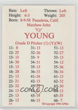 1990 APBA Baseball 1989 Season - Perforated #_MAYO - Matt Young