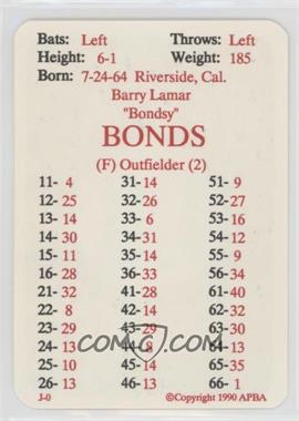 1990 apba major league baseball base babo barry bonds baseball card condition chart