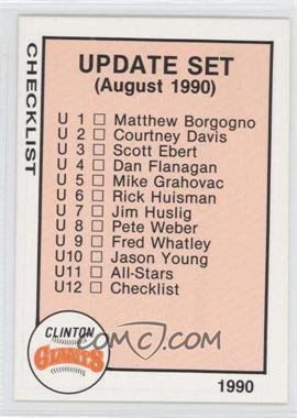 1990 Clinton Giants Update Team Issue - [Base] #U12 - Checklist