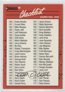 1990 Donruss - [Base] #200.1 - Checklist (Cards 130-231)