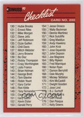 1990 Donruss - [Base] #200.1 - Checklist (Cards 130-231)