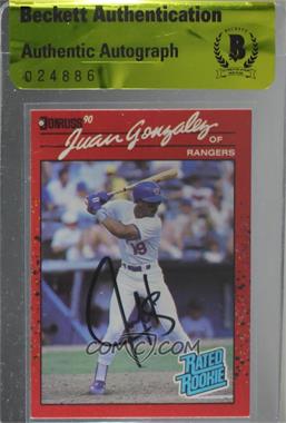 1990 Donruss - [Base] #33.2 - Rated Rookie - Juan Gonzalez [BAS Beckett Auth Sticker]