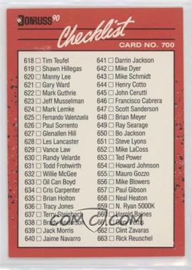 1990 Donruss - [Base] #700.3 - Checklist (With #716 and Missing BC Cards)