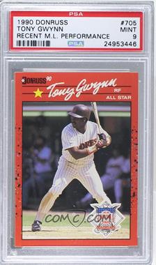 1990 Donruss - [Base] #705.1 - Tony Gwynn ("Recent Major League Performance" above Stats) [PSA 9 MINT]