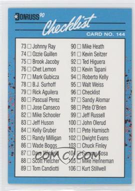 1990 Donruss Best of the American League - [Base] #144 - Checklist