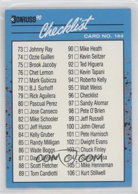 1990 Donruss Best of the American League - [Base] #144 - Checklist
