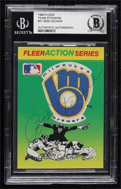 1990 Fleer - Team Stickers Inserts #_MIL - Milwaukee Brewers [BAS BGS Authentic]