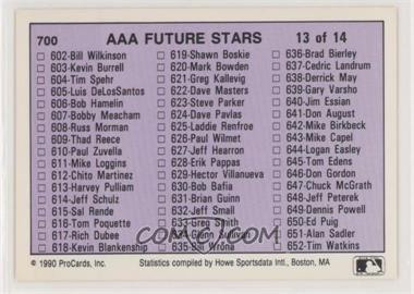 1990 ProCards AAA Future Stars - [Base] #700 - Checklist