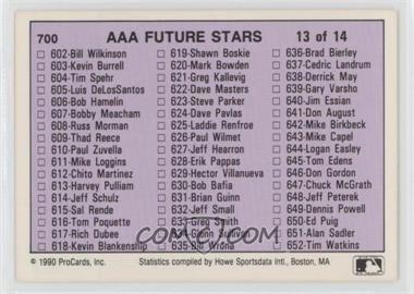 1990 ProCards AAA Future Stars - [Base] #700 - Checklist