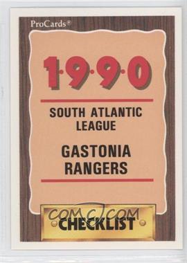 1990 ProCards Minor League - [Base] #2510 - Checklist - Gastonia Rangers
