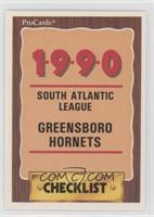 Checklist - Greensboro Hornets [EX to NM]
