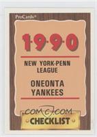 Checklist - Oneonta Yankees