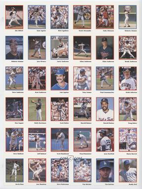 1990 Publications International Stickers - Uncut 36-Sticker Sheet #JA-BB - Jim Abbott - Buddy Bell