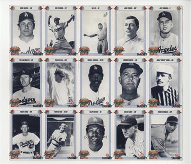 1990 Target Dodgers 100th Anniversary - Uncut 15-Card Sheet #HZLCT - Brad Havens, Don Zimmer, Hal Lee, John Cronin, Jeff Torborg, Willard Hunter, Frank Allen, Derrell Thomas, Morrie Martin, John Ward, Roger Craig, Tom Hutton, Ralph Bryant, Dutch Henry, Otho Nitcholas [Good to VG‑EX]