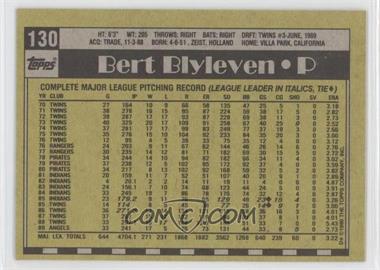 1990 Topps - [Base] - Blank Front #130 - Bert Blyleven