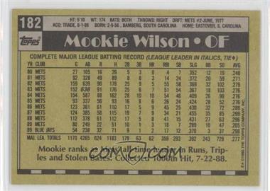 1990 Topps - [Base] - Blank Front #182 - Mookie Wilson