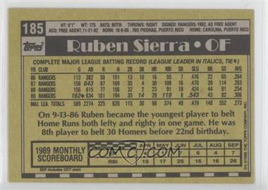 1990 Topps - [Base] - Blank Front #185 - Ruben Sierra
