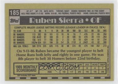 1990 Topps - [Base] - Blank Front #185 - Ruben Sierra