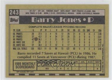 1990 Topps - [Base] - Blank Front #243 - Barry Jones