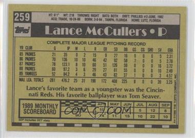 1990 Topps - [Base] - Blank Front #259 - Lance McCullers