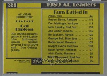 1990 Topps - [Base] - Blank Front #388 - All-Star - Cal Ripken Jr.