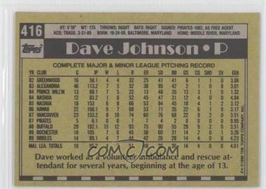 1990 Topps - [Base] - Blank Front #416 - Dave Johnson