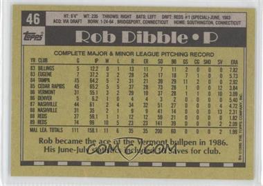 1990 Topps - [Base] - Blank Front #46 - Rob Dibble