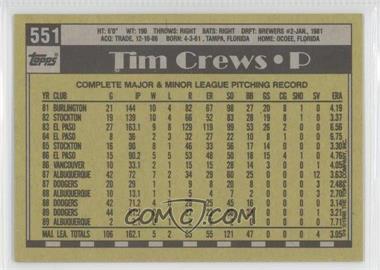 1990 Topps - [Base] - Blank Front #551 - Tim Crews