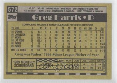 1990 Topps - [Base] - Blank Front #572 - Greg Harris