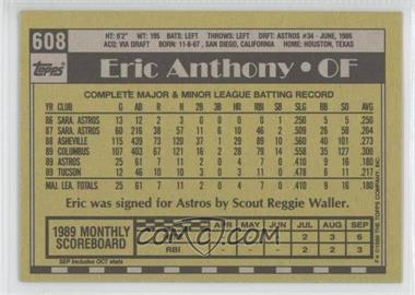 1990 Topps - [Base] - Blank Front #608 - Future Star - Eric Anthony