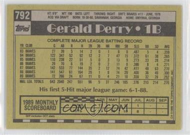 1990 Topps - [Base] - Blank Front #792 - Gerald Perry