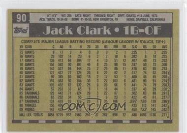 1990 Topps - [Base] - Blank Front #90 - Jack Clark