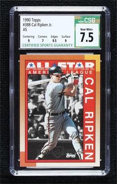 1990 Topps - [Base] #388 - All-Star - Cal Ripken Jr. [CSG 7.5 Near Mint+]